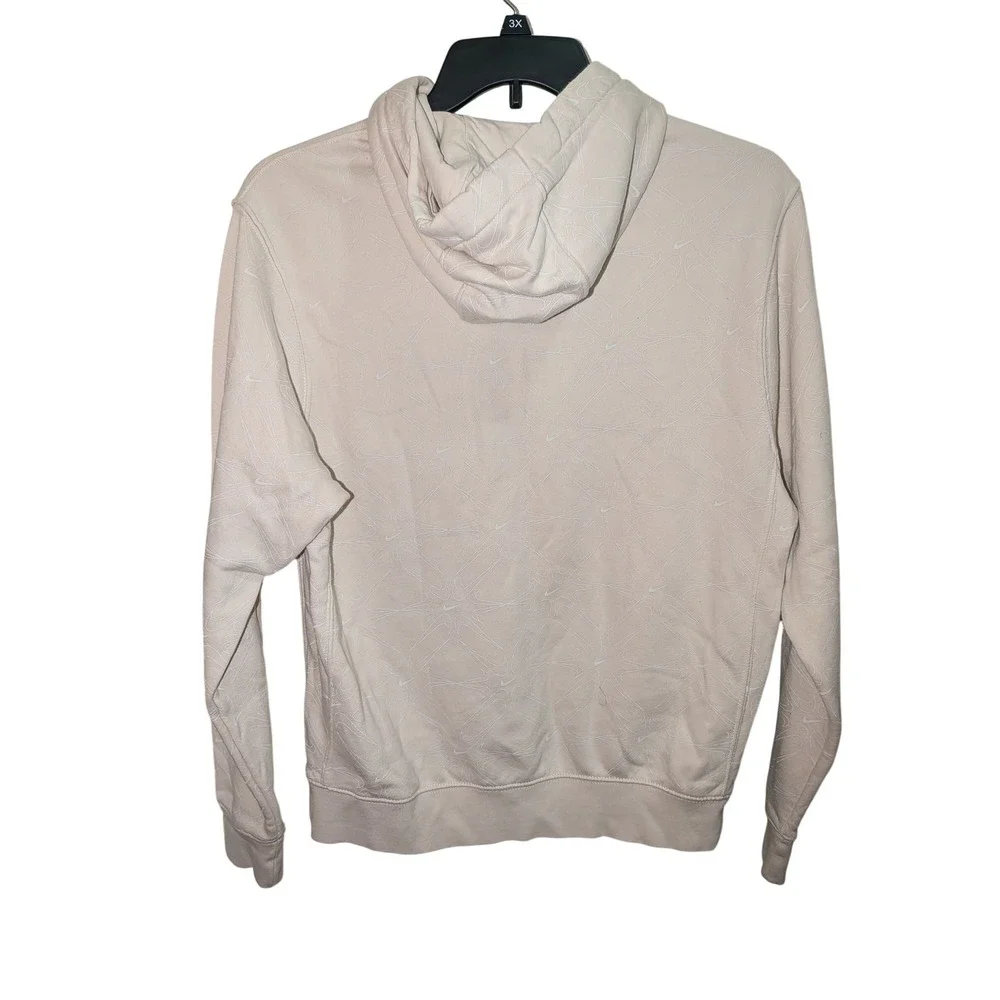 Nike Mens Sportswear Club Fleece Hoodie Beige All Over Swoosh Print Medium‎